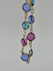 Swarovski Swan Crystal Open Bezel Bracelet Pink Green Blue Gold Tone Vintage