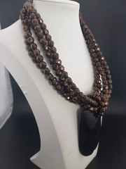 RARE Anthony Alexander Runway Couture Bronzetone MASSIVE Black Lucite Necklace