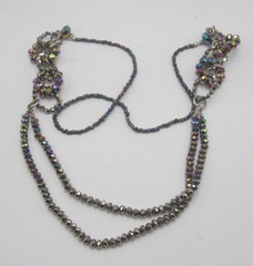 Aurora Borealis Crystal Iridescent Necklace 36”