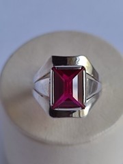 Old Vintage Soviet Union Silver 875 Ring USSR Red Stone Ruby Size US 7 (17 mm)