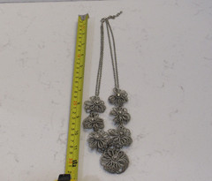 Silver Daisy Coil Wire Bib Necklace Maximalist Whimsigoth Abstract Artisan Boho