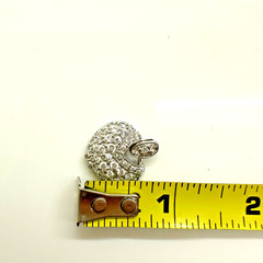 VINTAGE 80s 925 STERLING SILVER CZ HEART SHAPE PENDANT