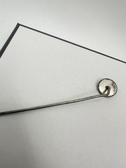 Antique Silver Tone Hat Stick Pin White Blue Glass Stones Unsigned Estate Read