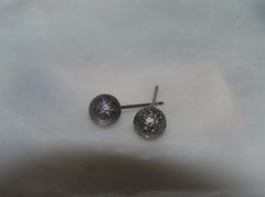 Vintage Unmarked Silver Dainty Etched Ball Beads Post Earrings for Pierced Ears