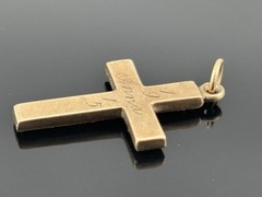 ATQ 1915 Rose Gold Filled Cross Pendant Yellow Gold Flower Accents 1.25″ ANNA