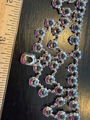 Vtg Open Back Crystal Clear Festoon Necklace Bezel Tier Tiered Set Drop 15.5”