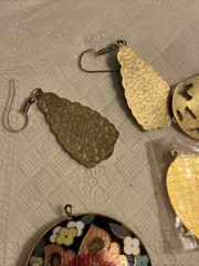 Vintage Cloisonne Butterfly Jewelry 7pc Pendants Earrings Elephant Peacock Cuff