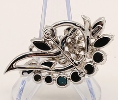 Vintage Eisenberg Ice Rhinestone Brooch Signed Layered Leaf Design