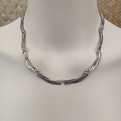 Vintage Israeli Silver Necklace Modernist Art Nouveau Revival Choker Handmade