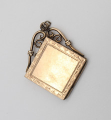 Antique 10k Victorian Square Rolled Gold Etched Filled Locket Photo Pendant Fob