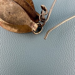 Vintage Sterling Silver Dangle Earrings Oval Disc Modernist Pierced French Wire