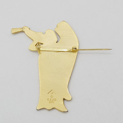 Glorious Figural Trumpeting Angel Gold Tone Hallmarked 1989 Vintage Brooch Pin