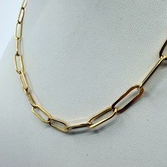 VTG Modern Minimalist Gold Tone Metal Paperclip Link Chain Necklace Adjustable