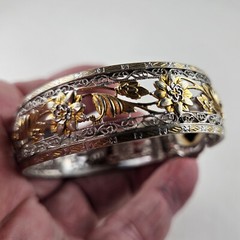 Art Deco Bangle Filigree Design with Mose Agate 1933 J.J. White Mfg. [7911]