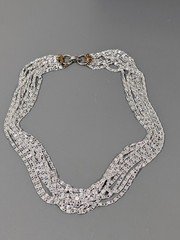 Vintage Silver Tone 7 Chain Choker Necklace Byzantine Classic MCM 15.5 in