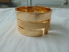 vintage 1970s Lanvin Paris signed gold wide clamp bracelet