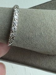 Antique Art Deco 14K White Gold Single Cut Diamond Wedding Band