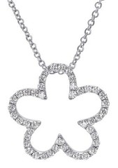 ESTATE .56CT DIAMOND 18KT WHITE GOLD 3D OPEN FLOWER LOVE FLOATING PENDANT