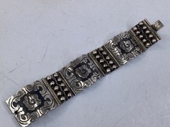 2” MARKED VCG Vintage Mexican Silver Chain Bracelet Taxco Style 1.32 oz. FREE SH