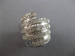 LARGE 1.52CT DIAMOND 14KT WHITE GOLD ROUND & BAGUETTE MULTI ROW ANNIVERSARY RING