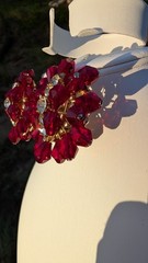 Glamorous large vintage MCM rhinestone, red dangle crystal cha cha clip earrings