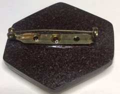 Abstract Lucite Acrylic Pin Brooch Hexagon Shaped 1 7/8 Inch x 1 7/8 Inch Vtg