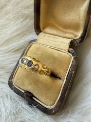 Beautiful Antique Edwardian 18K Gold Sapphire Diamond Ring Hallmarked Sz 5