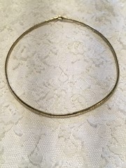 Vintage Omega Chain Necklace Gold Tone Collar Fold over Clasp Minimalist Elegant