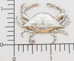 48144 – 2 Pc Large Crab Jewelry Finding Stamping Matte Silver Oxidized