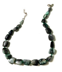 Vtg Stauer Necklace Emeralds in the Raw Silver 925 Lobster Clasp Green Artsy