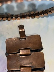 Vintage 1960s Renoir Copper Jewelry Bracelet Bangle Green Clip On Earrings