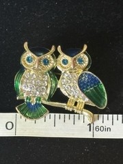 1×1” Multicolored Rhinestone Owls On A Branch Brooch (62)