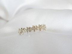 Vintage Hawaiian Sterling Silver Plumeria Eternity Band Ring Size 10
