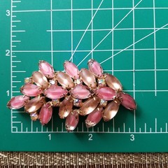 Vintage Pink Givre and AB Rhinestone Marquise Brooch