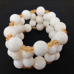 Vintage Bracelet White Yellow Beads