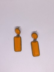 Vintage Orange Statement Earrings – Art Deco Style Gold Tone Dangle Earrings