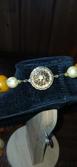 Vintage 29″ Bakelite Butterscotch Swirl Confetti Graduated Bead Necklace 141g 9k