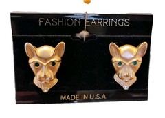 Stunning VTG 1980’s “Jackie Collins” Gold Tone Panther Clip-On Earrings