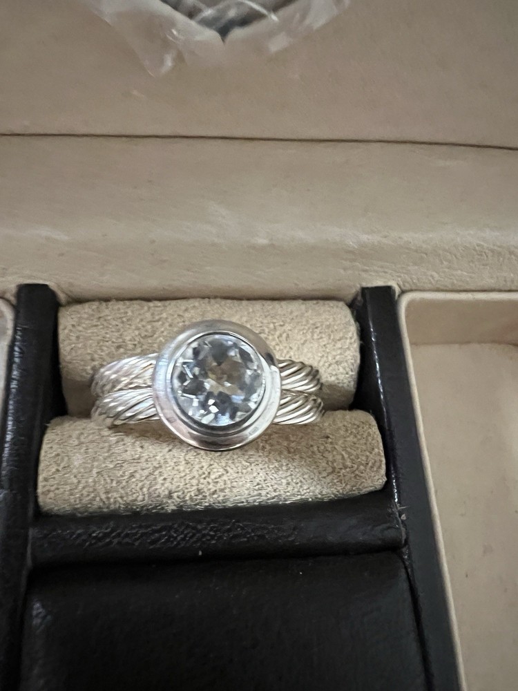 Vtg Ring Sz 9 ESPO 925 Sterling Silver Crystal Jewelry ESPOSITO Brutalist