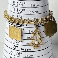 Vintage 12k Gold Filled Charm Bracelet Curb Link twisted rope 6.75 in (6 3/4 in)