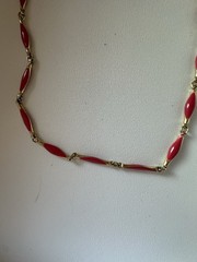 Vintage Gold Tone And Pink Enamel Double Sided Necklace 22”