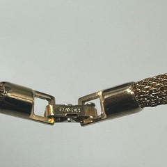 Vintage Avon Bracelet Gold Tone Mesh Tube Chain Fold Over Clasp 6.5″