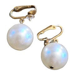 Vintage Clip-On Simulated Pearl & Goldtone Earrings Classic