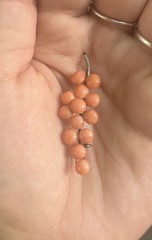 Antique Coral Beaded Cluster Brooch, Berries/Grapes