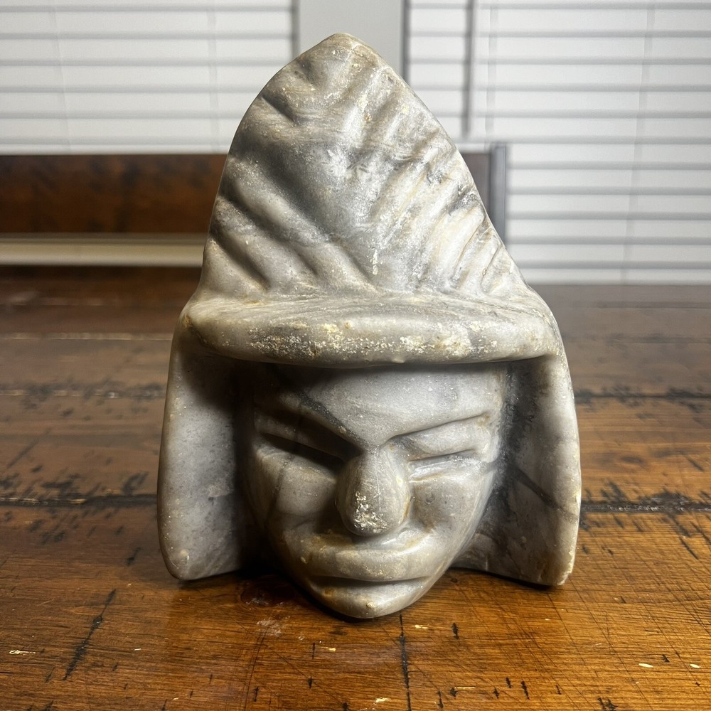 Gorgeous 2 Tone Grey Stone Heavy Warrior Spiritual Statue