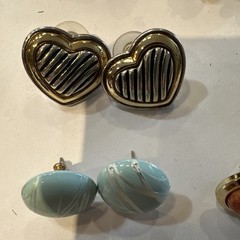 VTG Pierced Earring LOT Of 13 Enamel Resin Metal Discs Various Shapes Colors