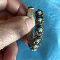 Vintage Native American Style Childs Turquoise Flower Cuff Bracelet