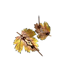 Leaf Brooch Pin Gold Tone Plated Maple Leaves Large & Small Rose Gold Gift
