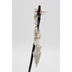 Vintage Sparkling Crystal Dangle Earrings Chunky AB Rhinestone Silver Y2K BinAR