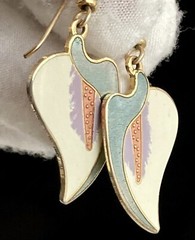 Vintage Laurel Burch Earrings CALLA LILY Flower 1.75” Gold Multi Color Ladies 8g